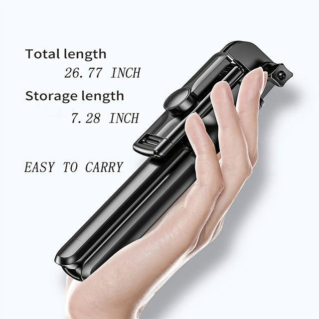 R1s Bluetooth Selfie Stick Tripod with Remote | 360° Foldable Phone & Action Camera Stand with LED Light