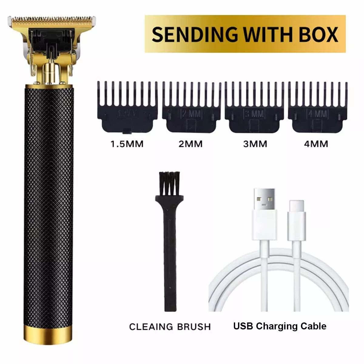 Professional T9 Hair & Beard Trimmer | Semi-Metal Body | Rechargeable Cordless Precision Clipper